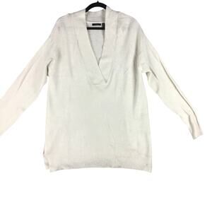 RDI Women’s Size M Cream Tunic Sweater Deep V-Neck Oversized Pullover NWOT